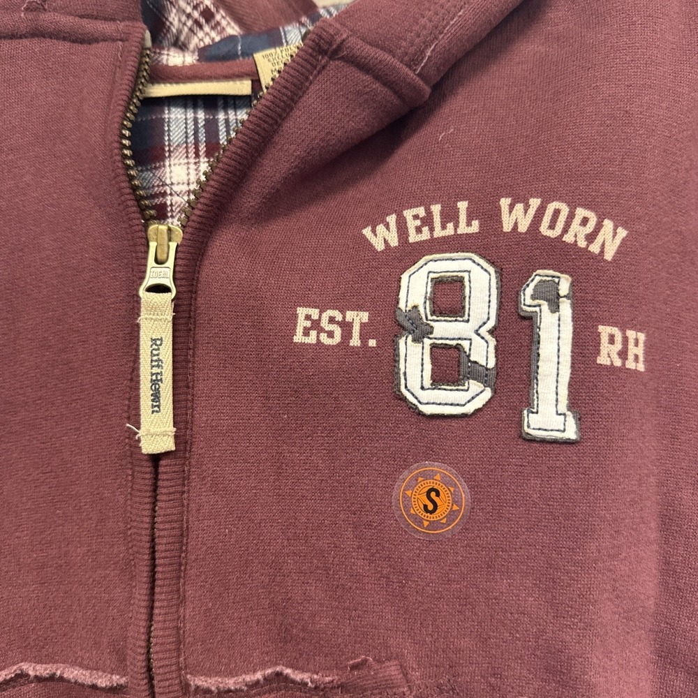 Ruff Hewn Hoodie Boys S (8) Maroon Blanket Lined Long Sleeve Full Zip NWT 2009 - Picture 3 of 5